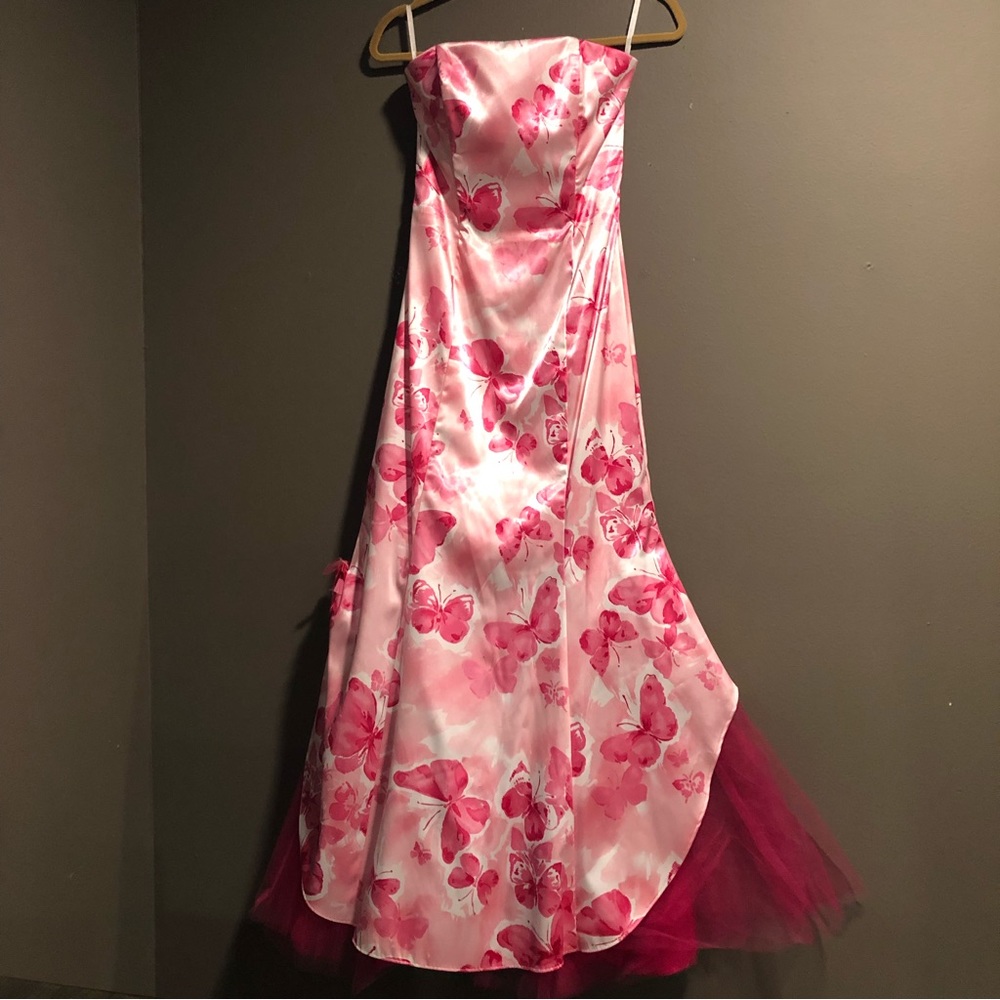 Jessica McClintock For Gunne Sax Floral Strapless A Line Maxi Gown Size 5/6